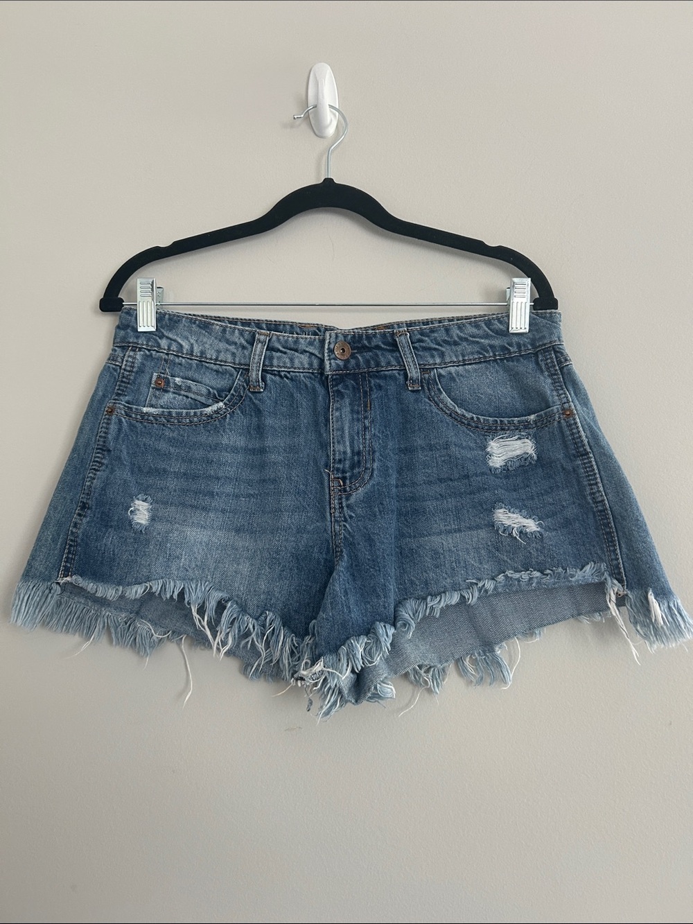 Vanilla Star Distressed Denim Shorts - Blue Wash